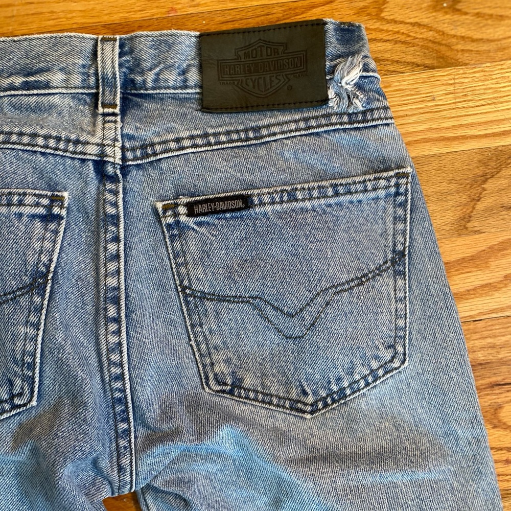 Harley Davidson Jeans Women Size 2 Boot Cut Black Leather Label